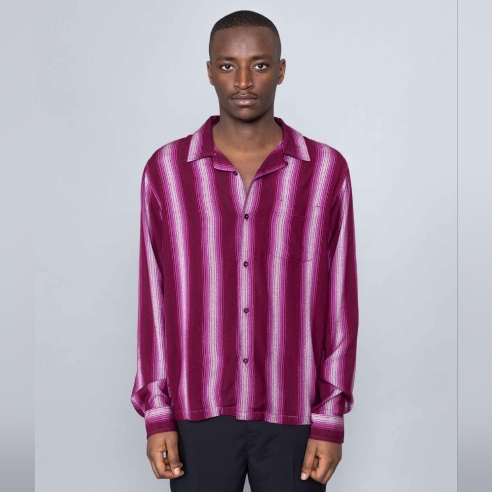 Stussy Men's Striped Purple Shirt Size S In EUC
